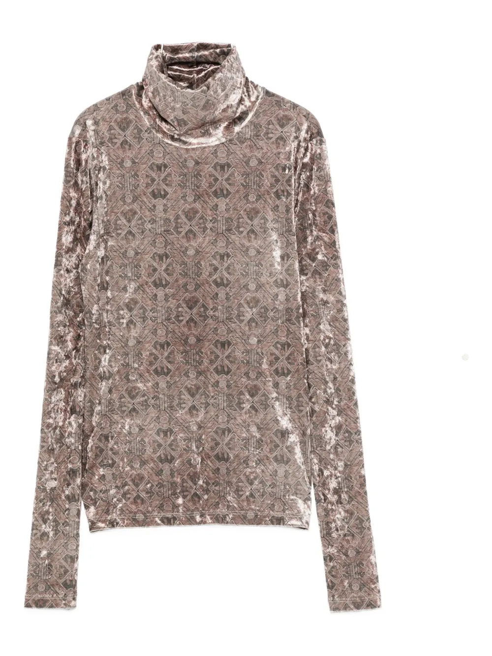 Pierre-louis Mascia Geometric-pattern Velvet Top In Gray