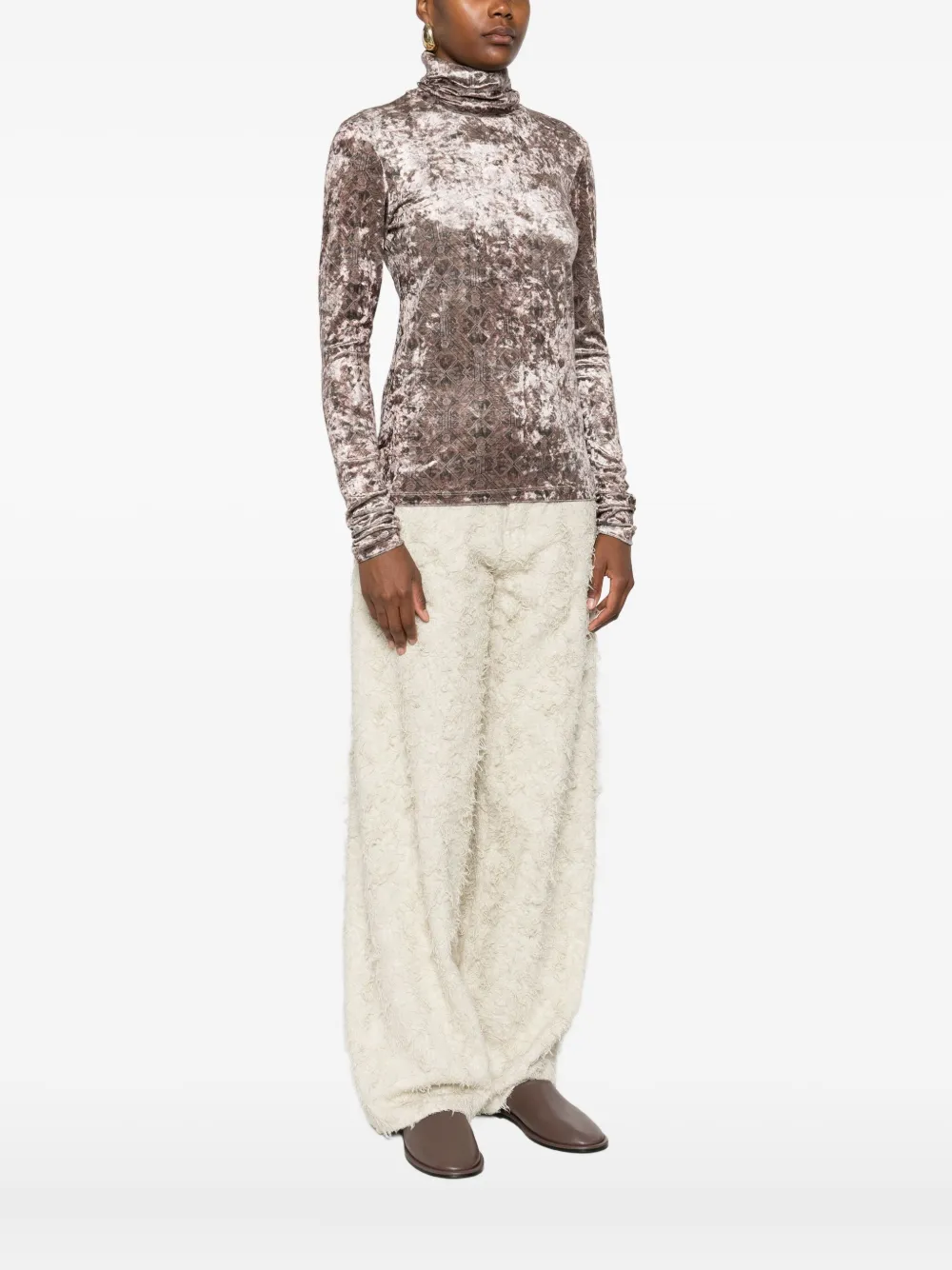 Pierre-louis Mascia Geometric-pattern Velvet Top In Gray