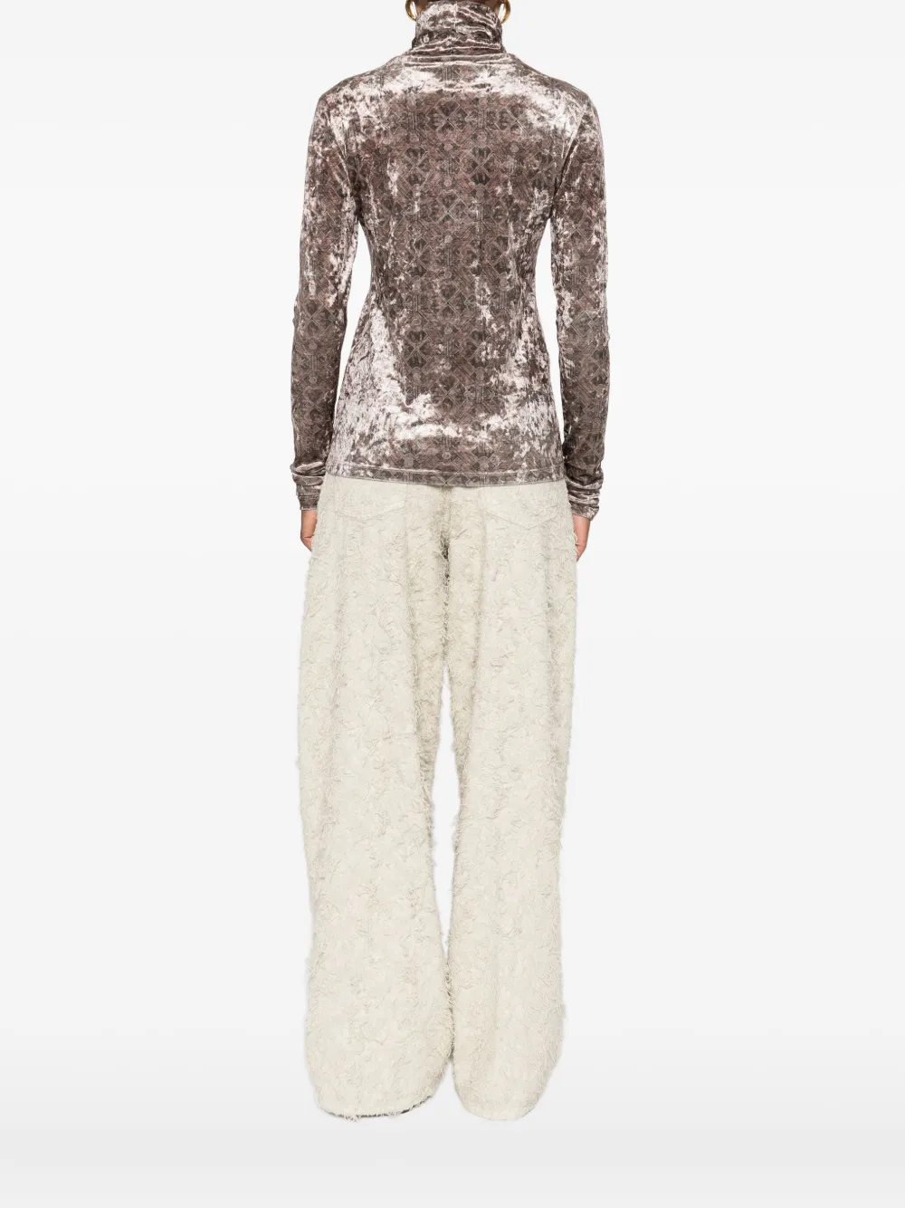 Pierre-louis Mascia Geometric-pattern Velvet Top In Gray