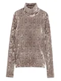 Pierre-Louis Mascia geometric-pattern velvet top - Neutrals
