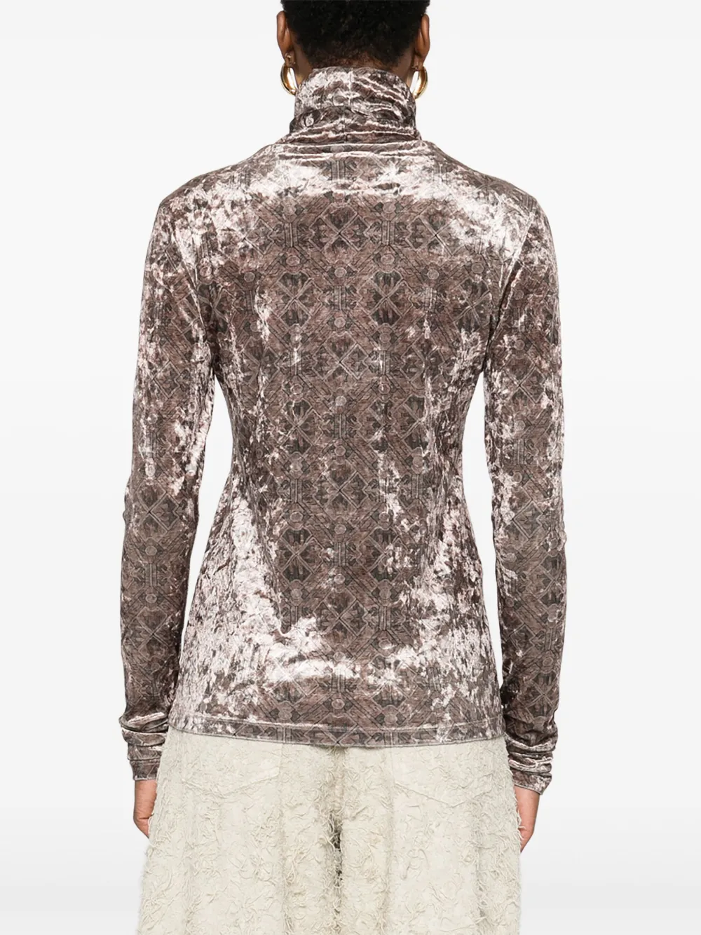 Pierre-Louis Mascia Fluwelen top met geometrisch patroon Beige