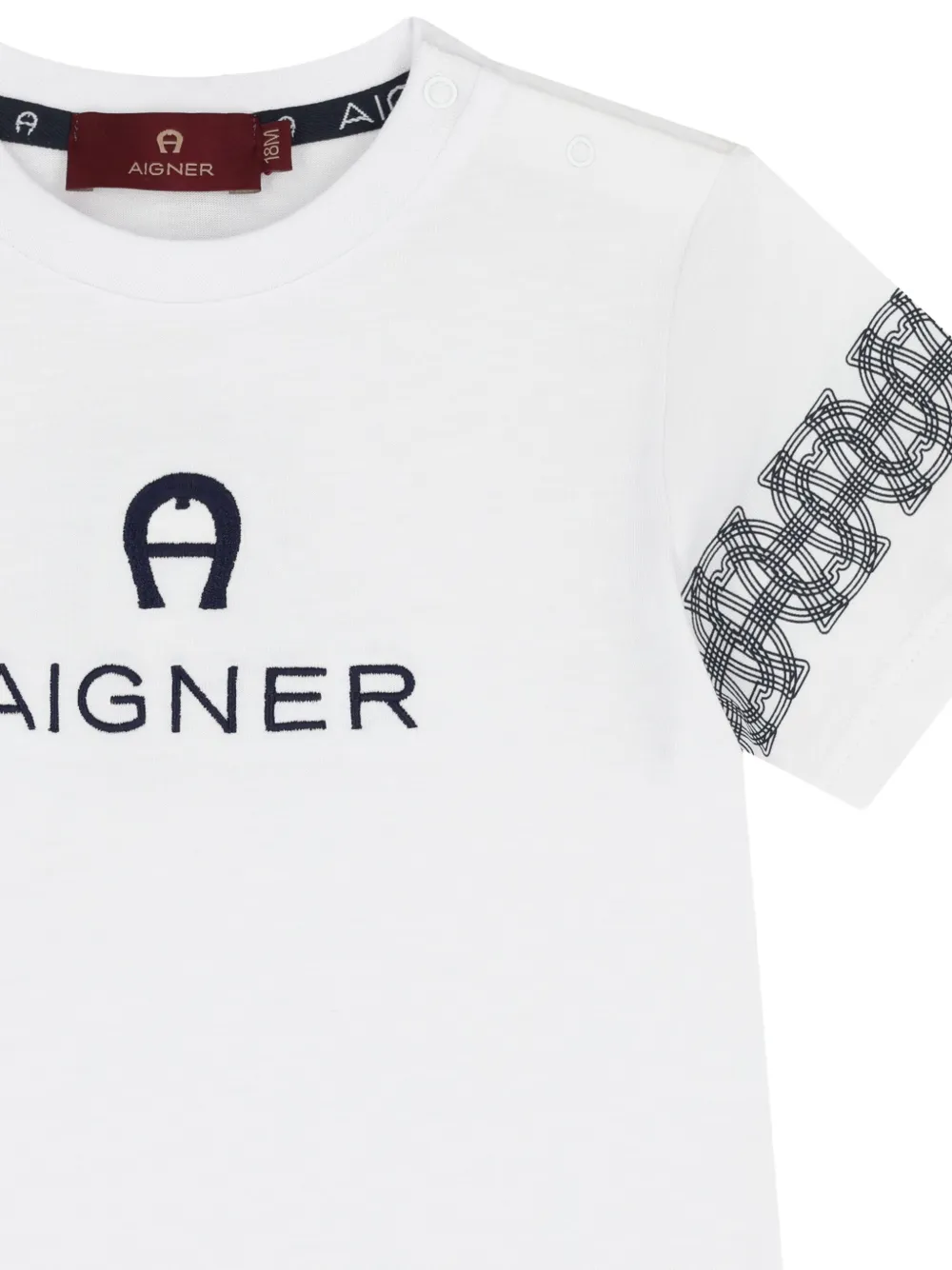 Aigner Kids T-shirt met logodetail op de mouw 001 WHITE