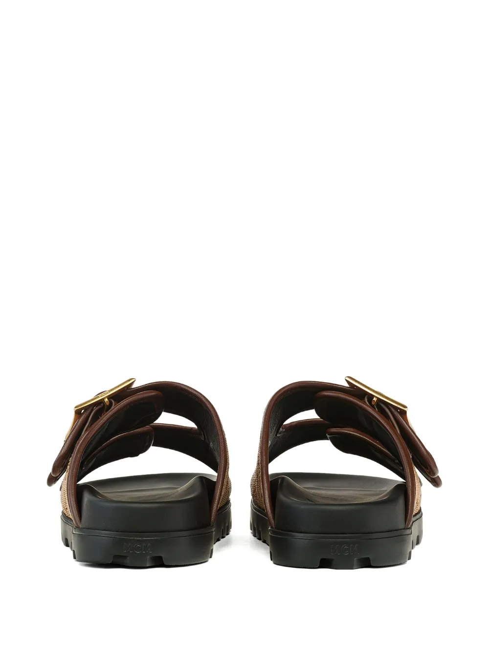 Mcm Jacquard Buckle-fastening Sandals In Brown