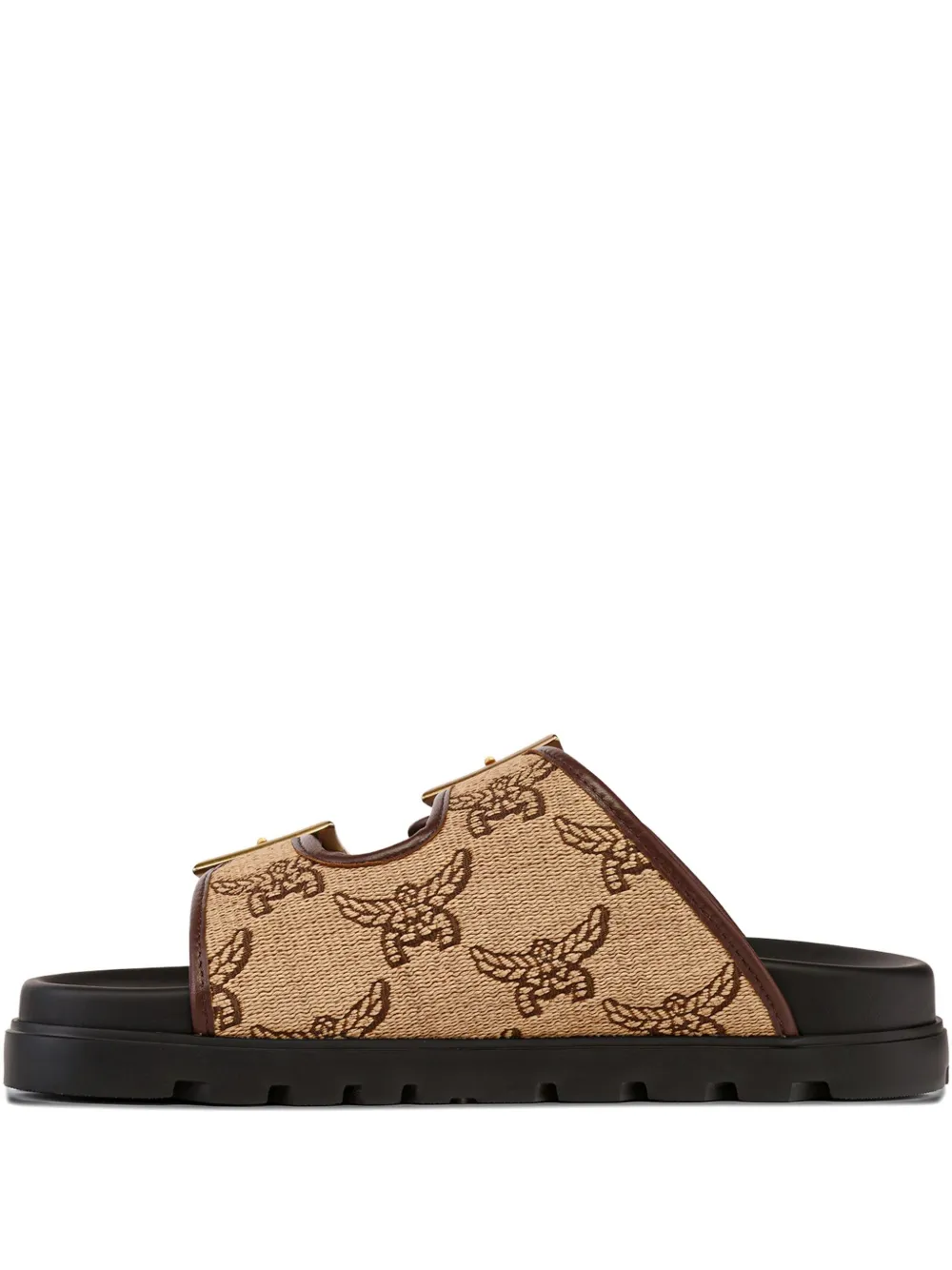 MCM jacquard buckle-fastening sandals Brown