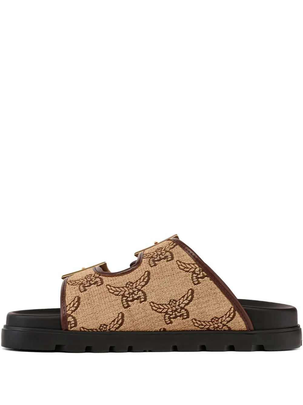 MCM jacquard buckle-fastening sandals Brown