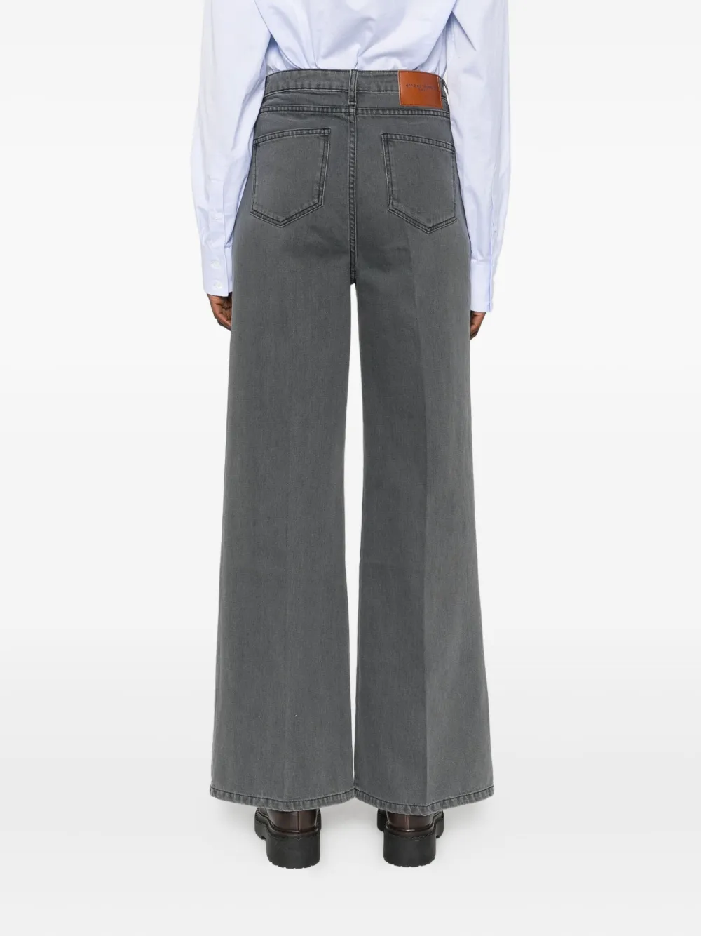 Officine Generale Romy jeans met wijde pijpen en vervaagd effect Zwart