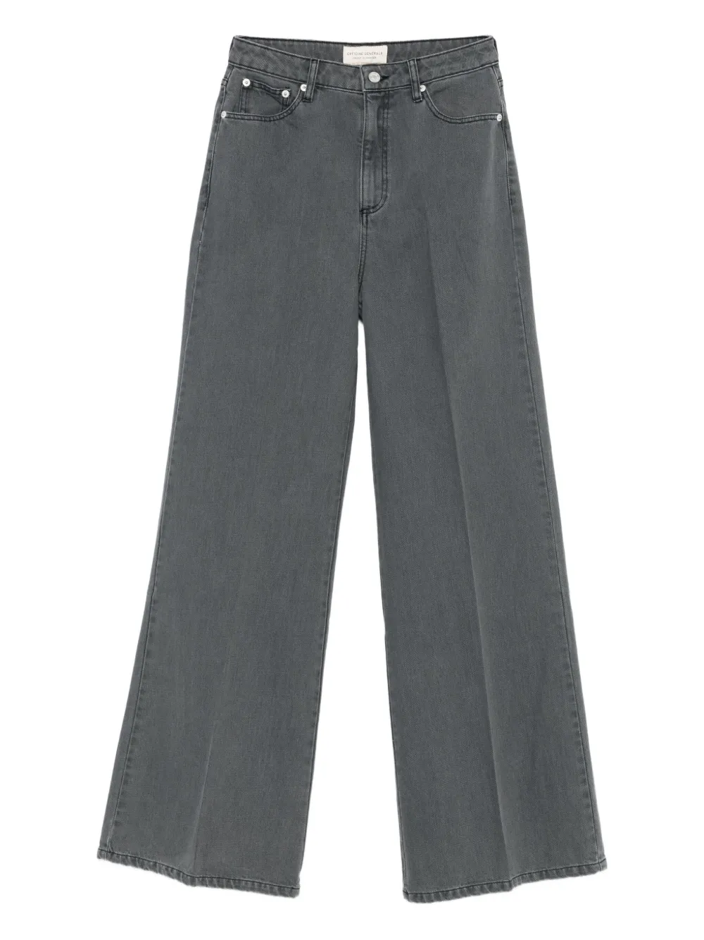 Officine Generale Romy Faded Wide-leg Jeans In Black