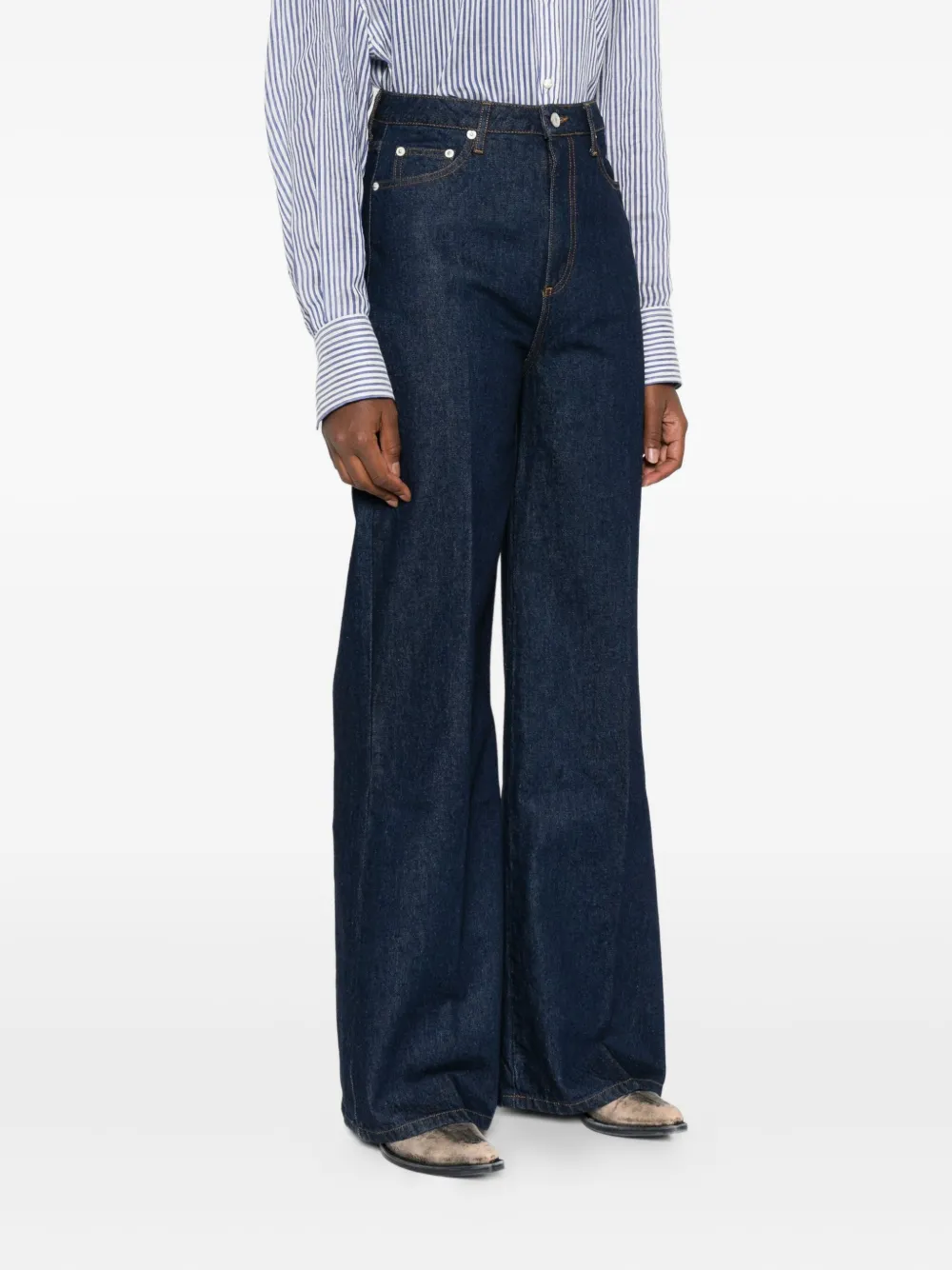 Officine Generale Jeans met wijde pijpen Blauw