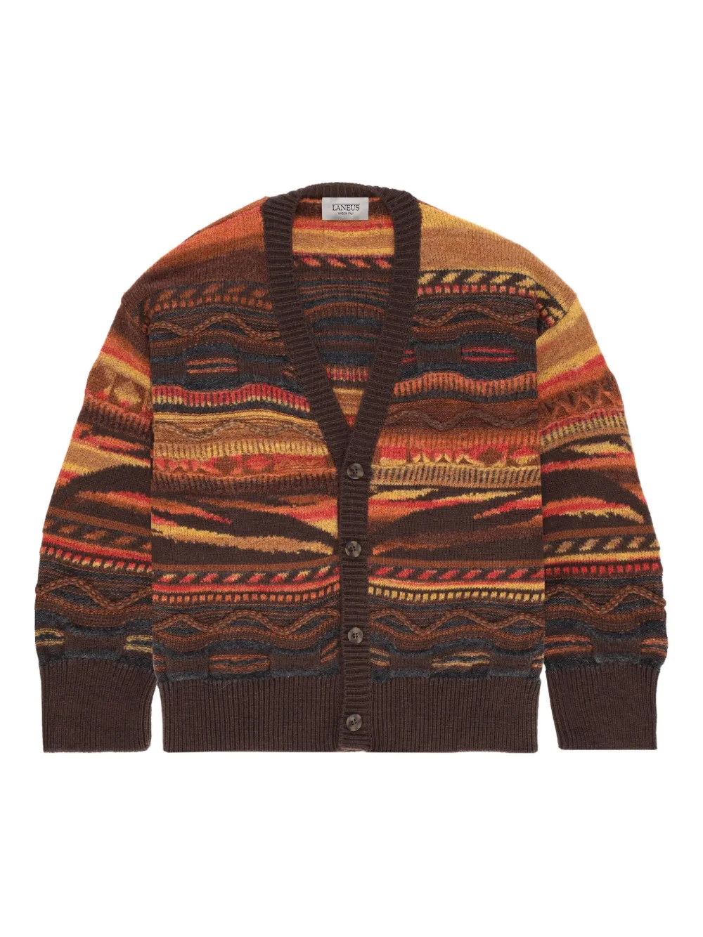Laneus patterned knit cardigan | Brown | Image 1