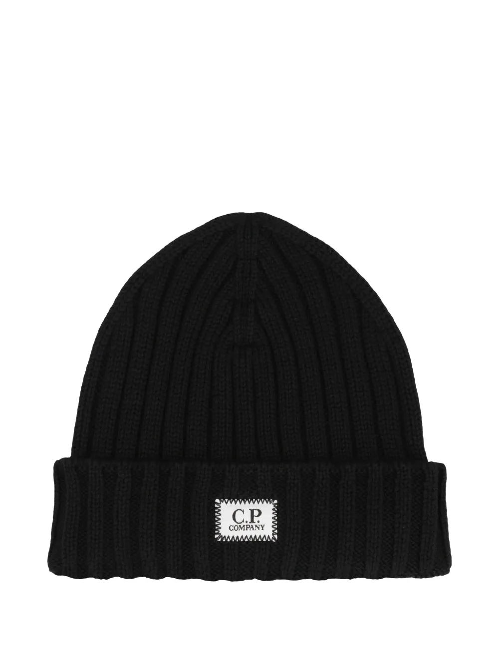 C.P. Company ribbed logo-patch beanie Zwart