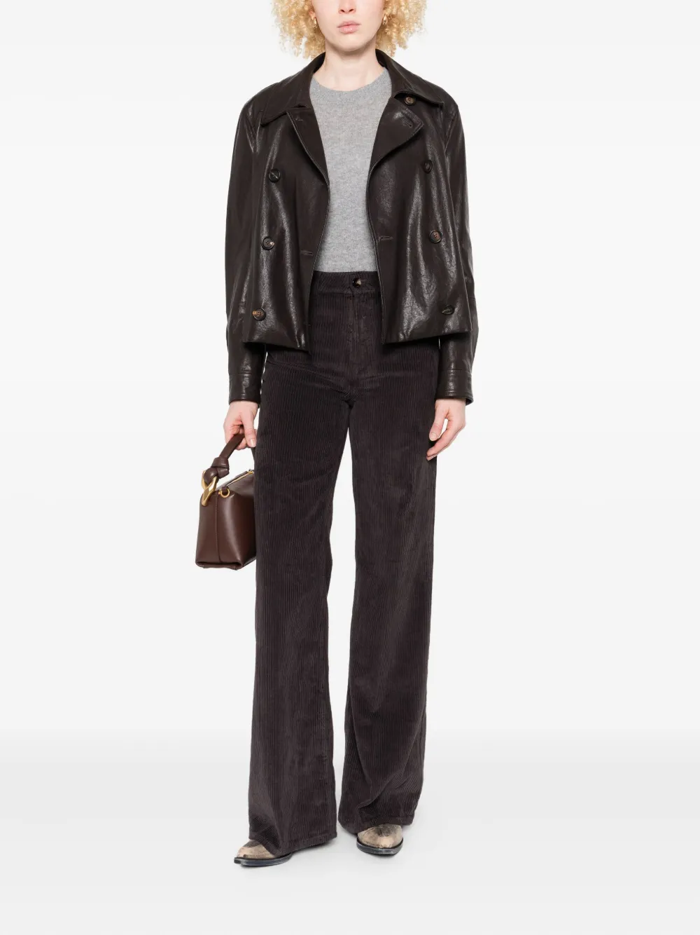 TRUE AVENUE Ribfluwelen broek - Bruin
