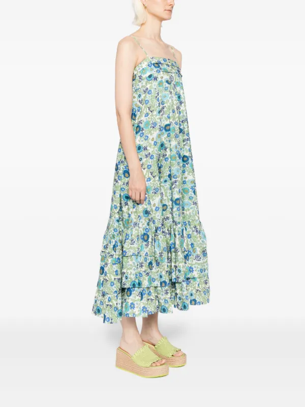 ALEMAIS Pam Tiered Dress | Green | FARFETCH