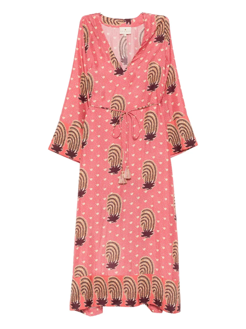 Hannah Artwear Leandra Printed Silk Maxi Dress In Pink