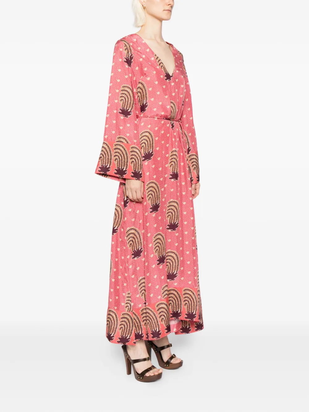 Hannah Artwear Leandra Printed Silk Maxi Dress In Pink