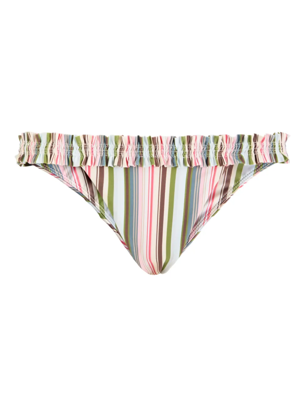 Faithfull the Brand Tavira ruffled striped bikini bottom - Rosa