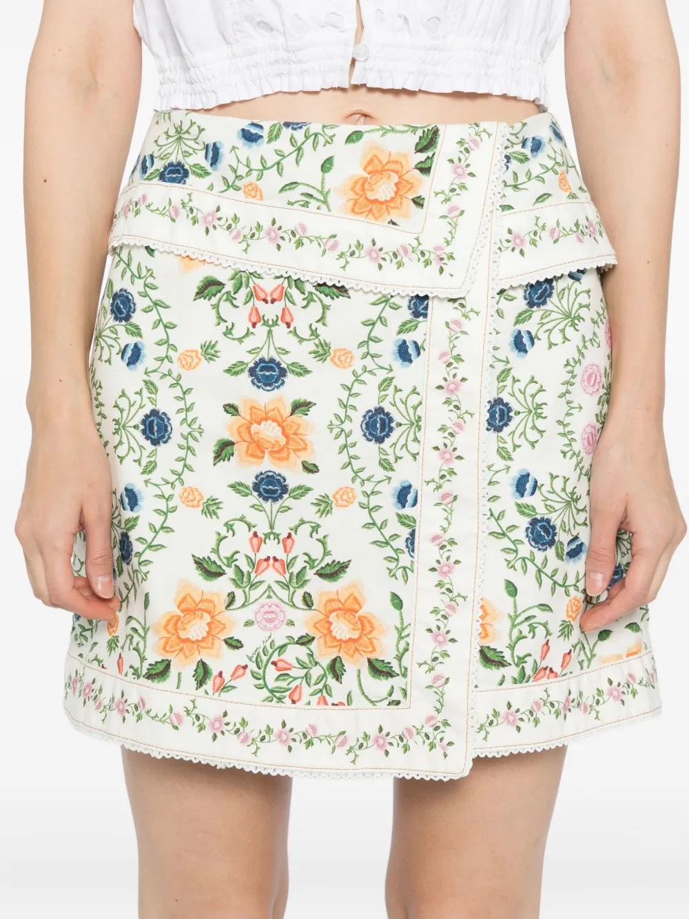FARM Rio Folk rok met bloemenprint Beige