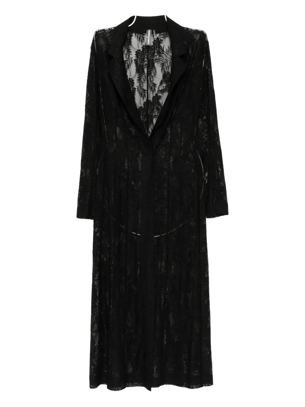 Norma Kamali Lace Long Coat In Black