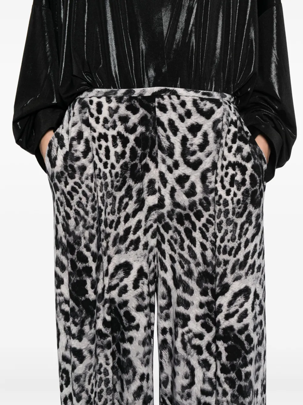 Norma Kamali Animal-printed Trousers In Black