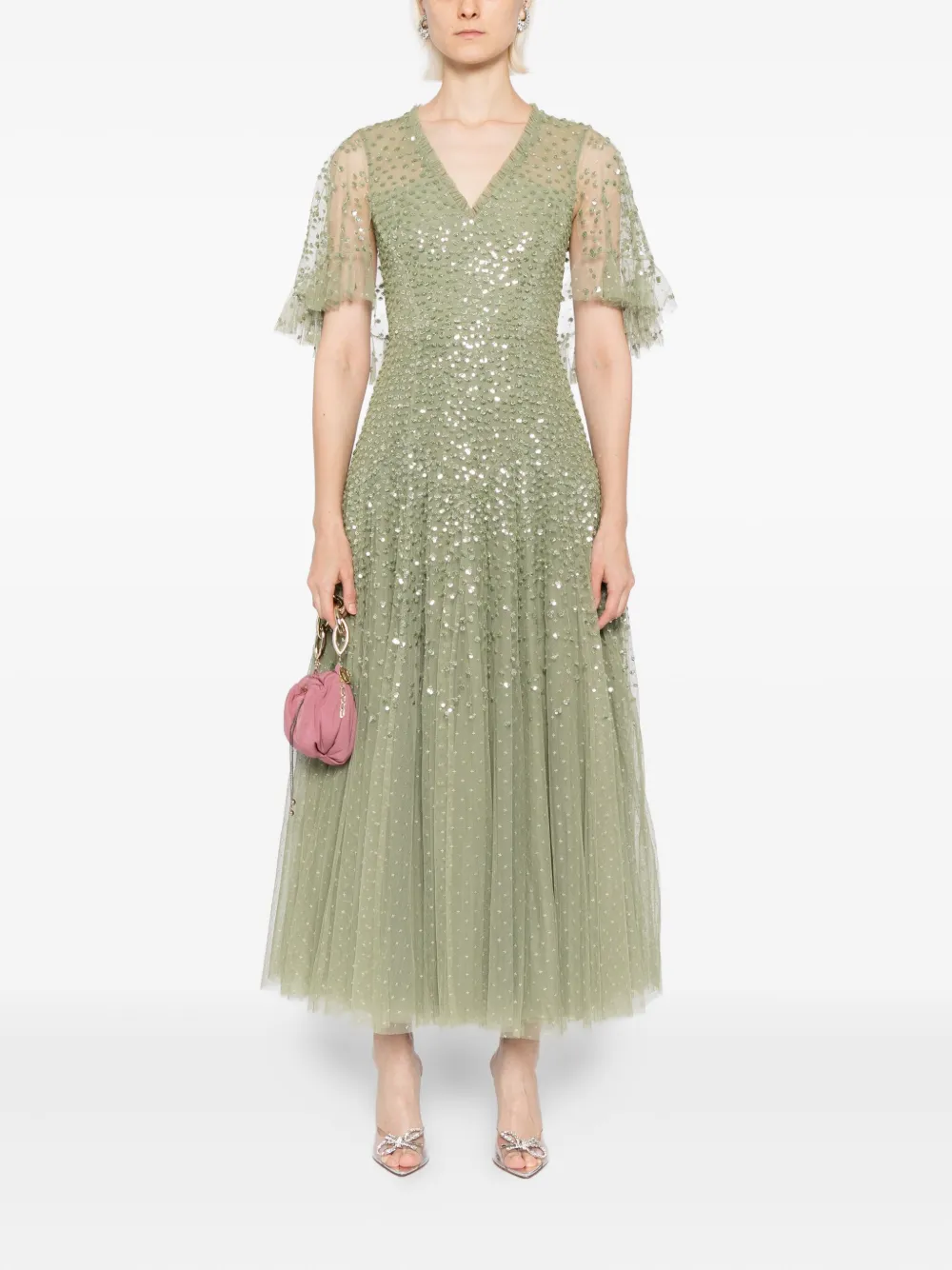 Needle & Thread Jurk met pailletten - Groen