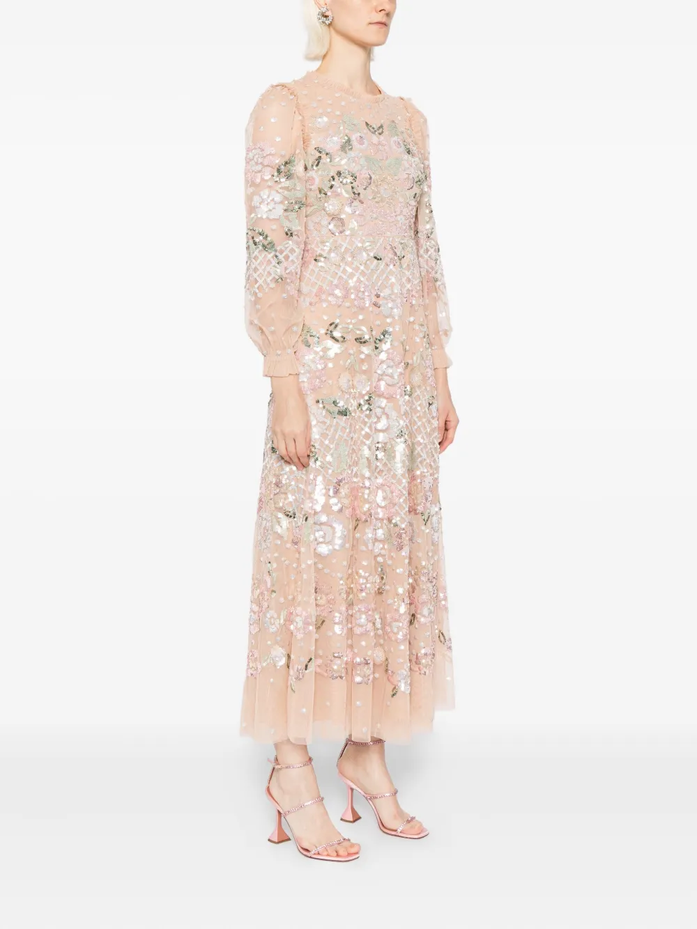 Needle & Thread Rosalie avondjurk Beige