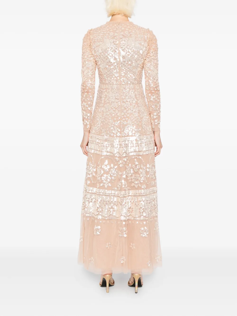 Needle & Thread Aurora jurk Beige