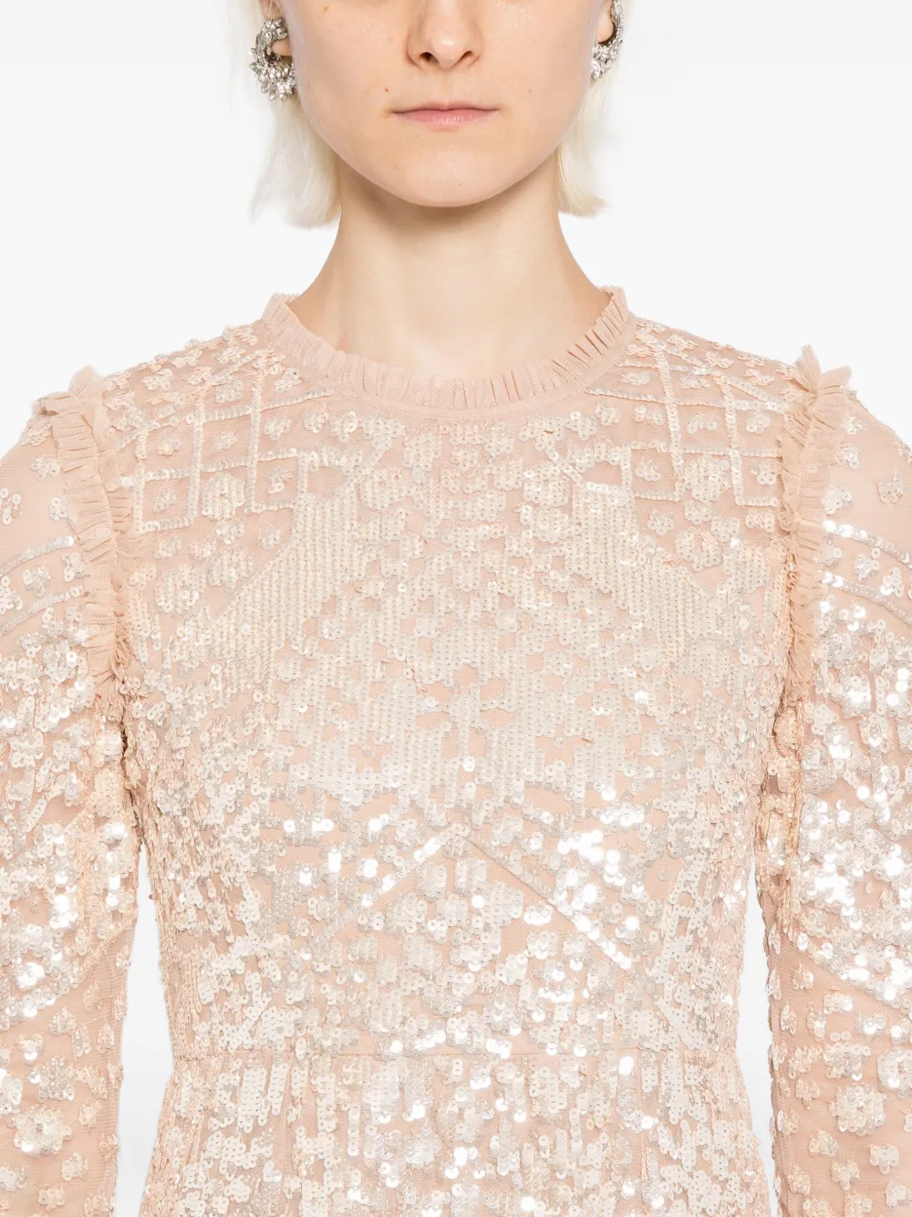 Needle & Thread Aurora jurk Beige