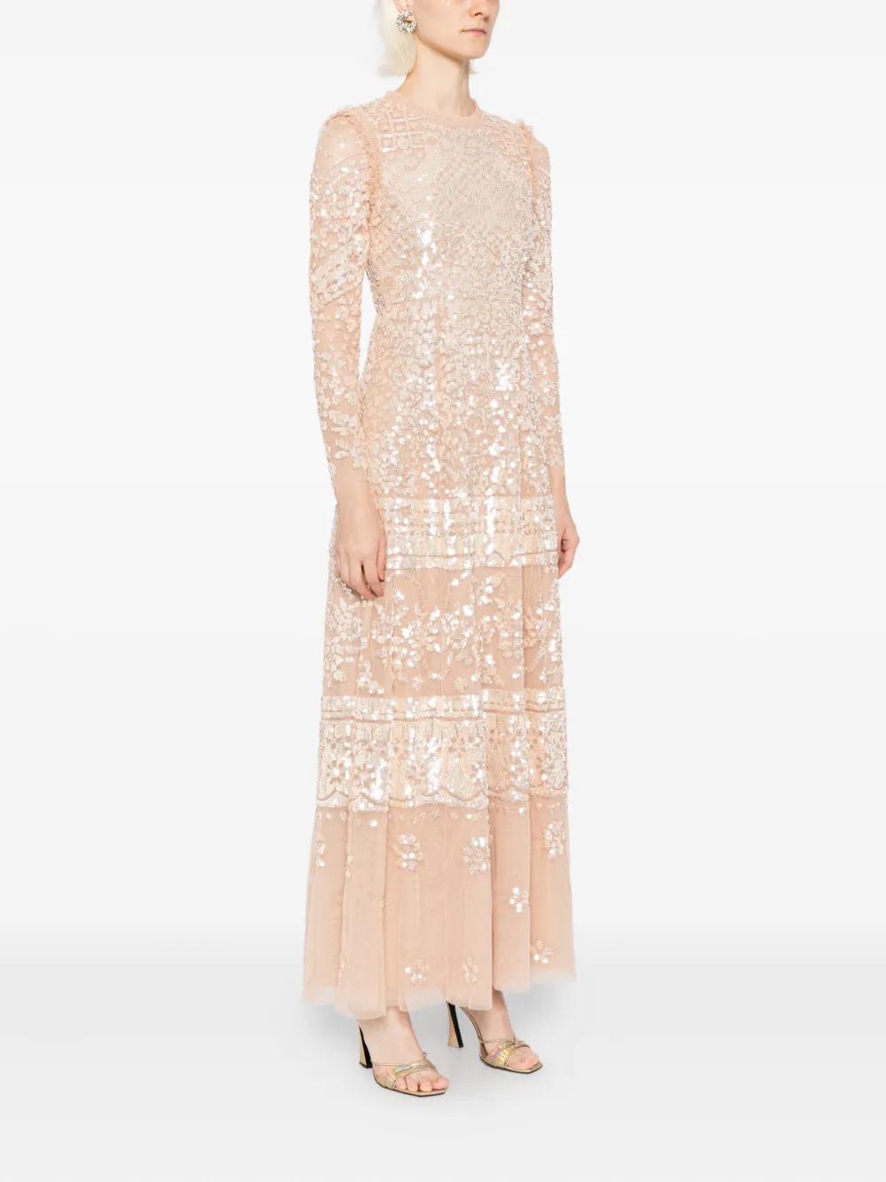 Needle & Thread Aurora jurk Beige