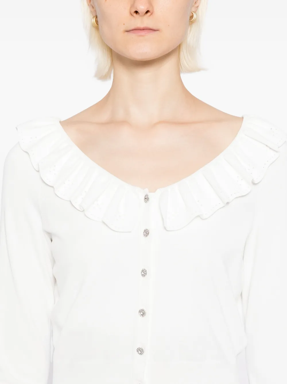 Needle & Thread Cropped vest met pointillé afwerking Beige