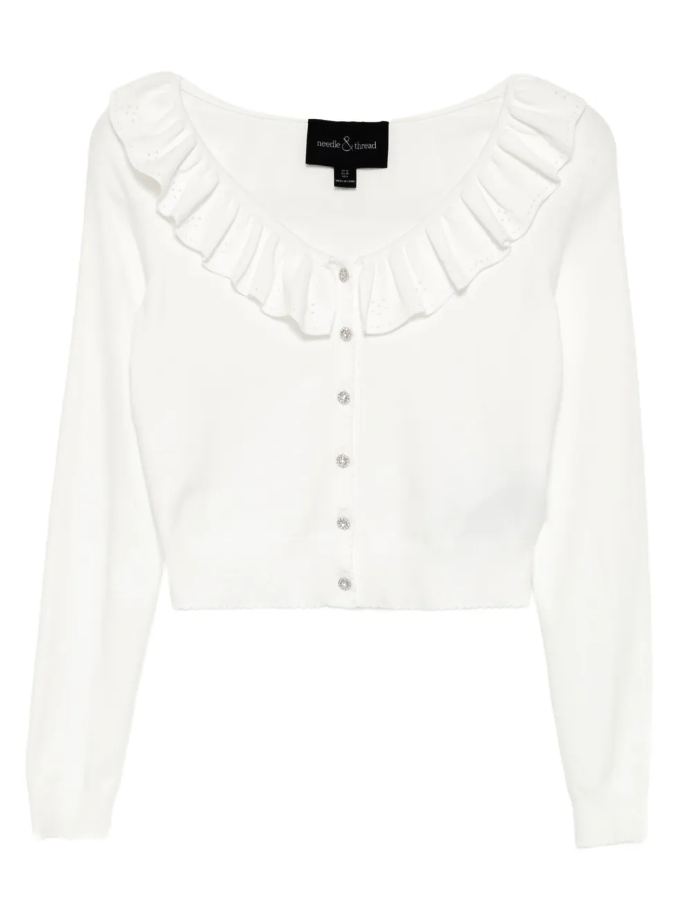 Needle & Thread pointelle-trim cropped cardigan | Neutrals | Image 1