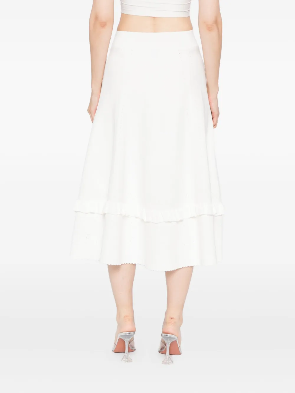 Needle & Thread Gebreide rok met pointelle afwerking Beige
