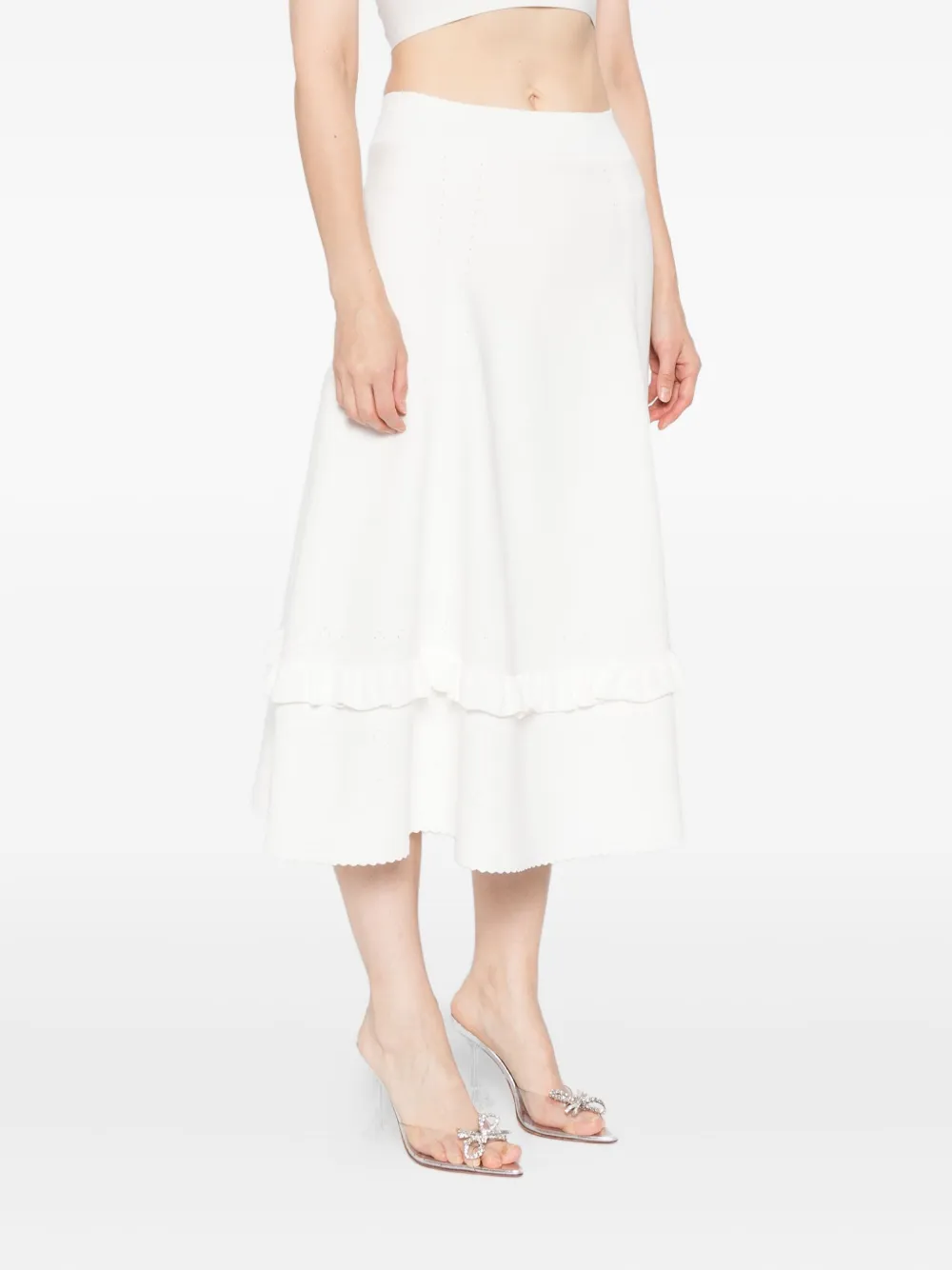 Needle & Thread Gebreide rok met pointelle afwerking Beige