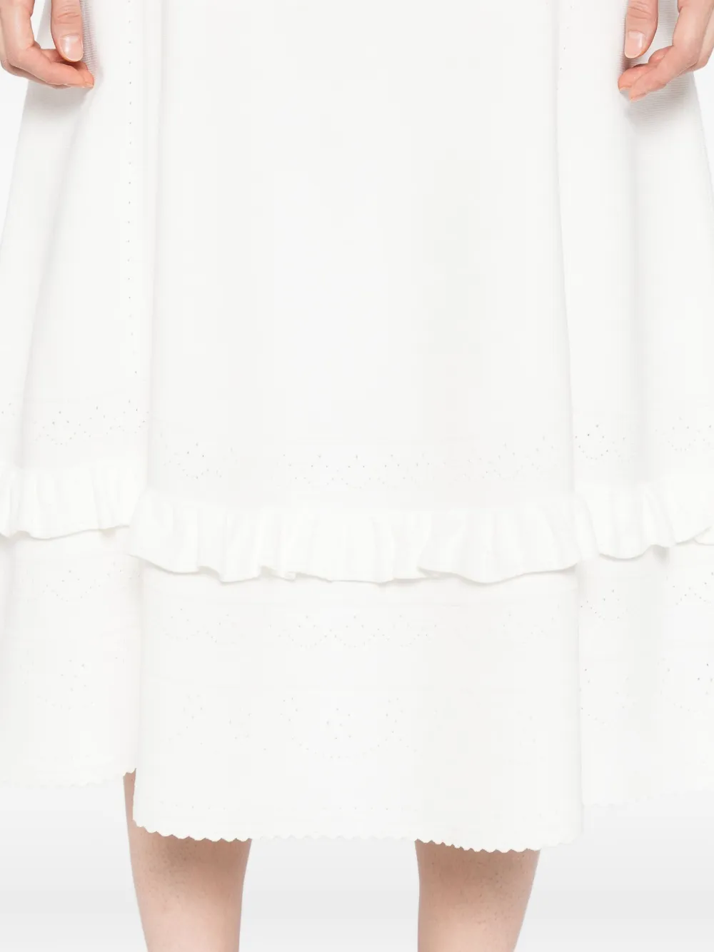 Needle & Thread Gebreide rok met pointelle afwerking Beige