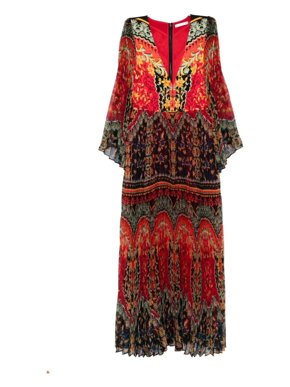 Alice And Olivia Bennet Pleated Maxi Dress In Red