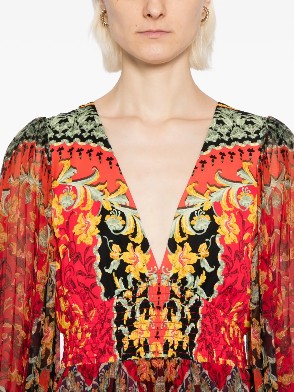 Alice And Olivia Bennet Pleated Maxi Dress In Red