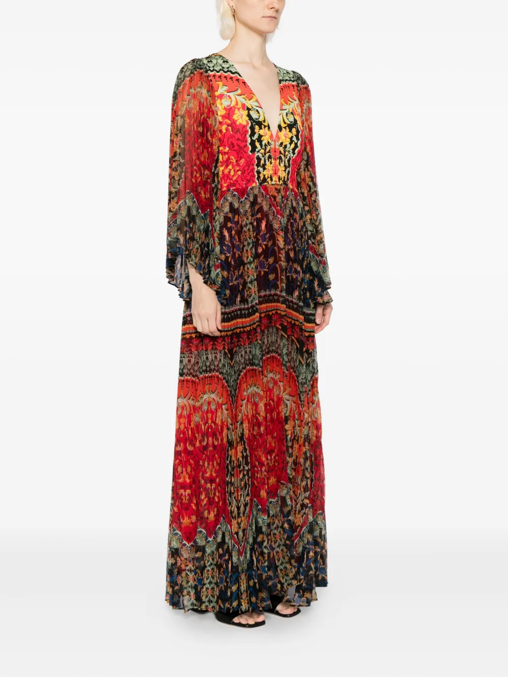 Alice And Olivia Bennet Pleated Maxi Dress In Red