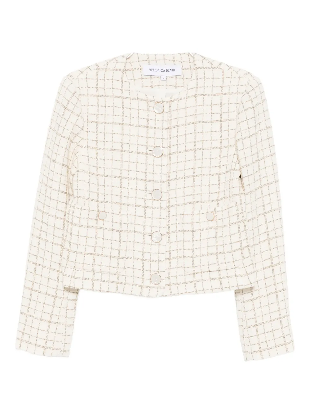 Veronica Beard Andrea Metallic Cotton-blend Tweed Jacket In Neutral
