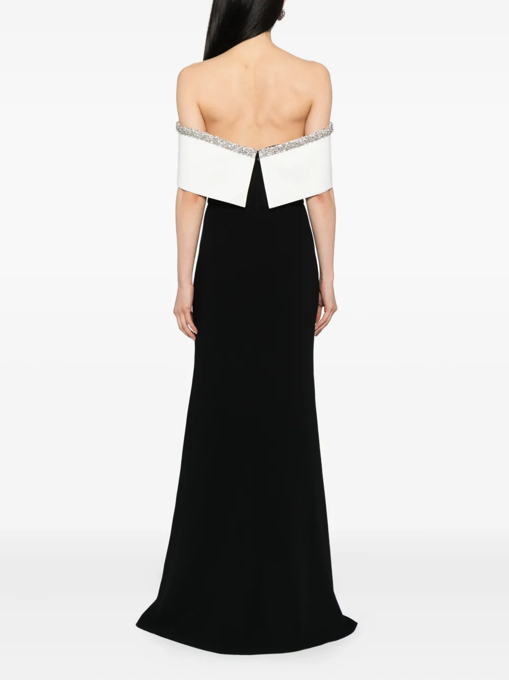 Roland Mouret Off-shoulder jurk met borduurwerk MONOCHROME