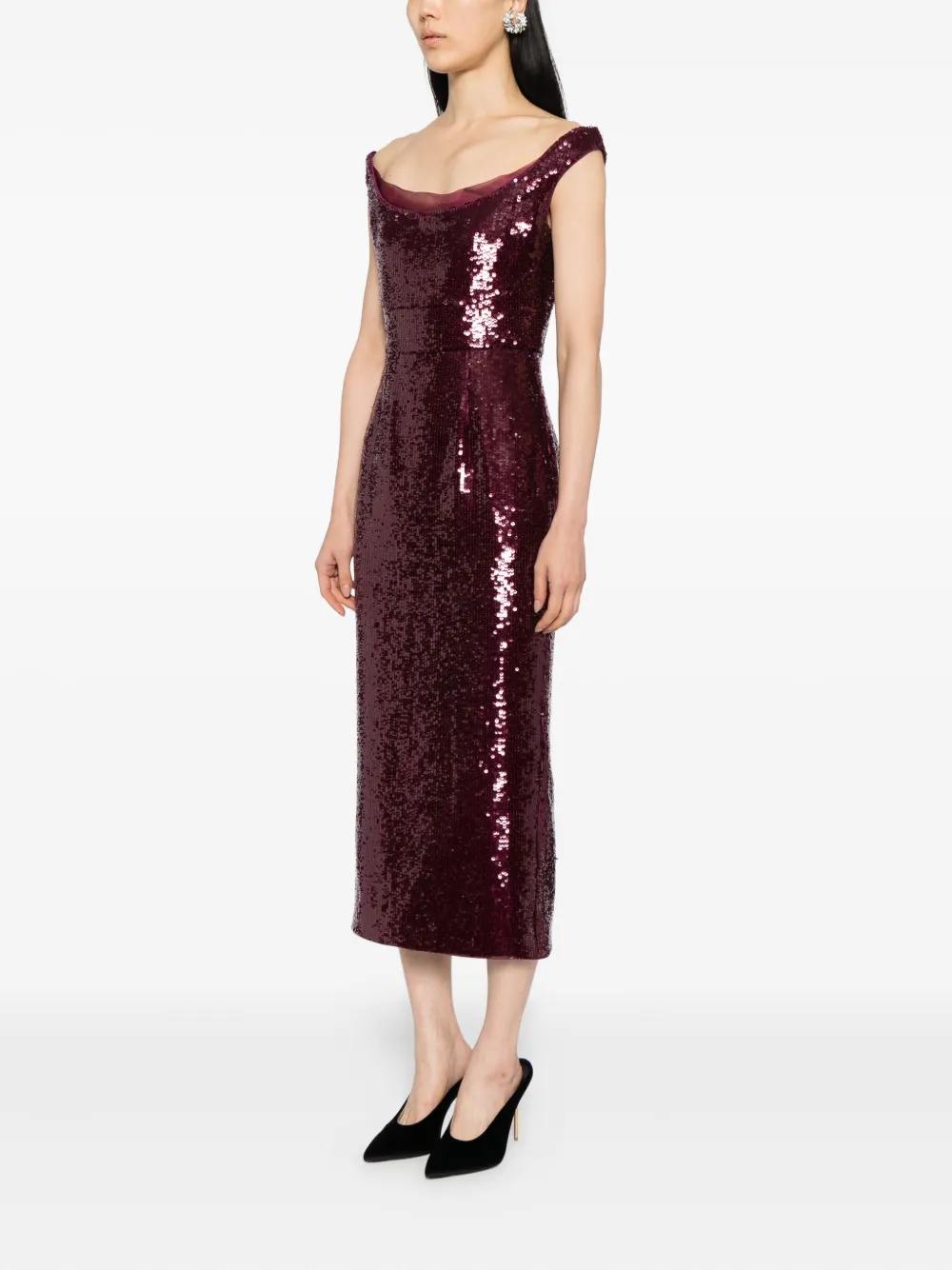 Roland Mouret Sequin Midi Dress In Red