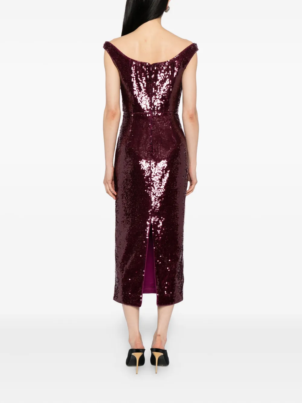 Roland Mouret Sequin Midi Dress In Red