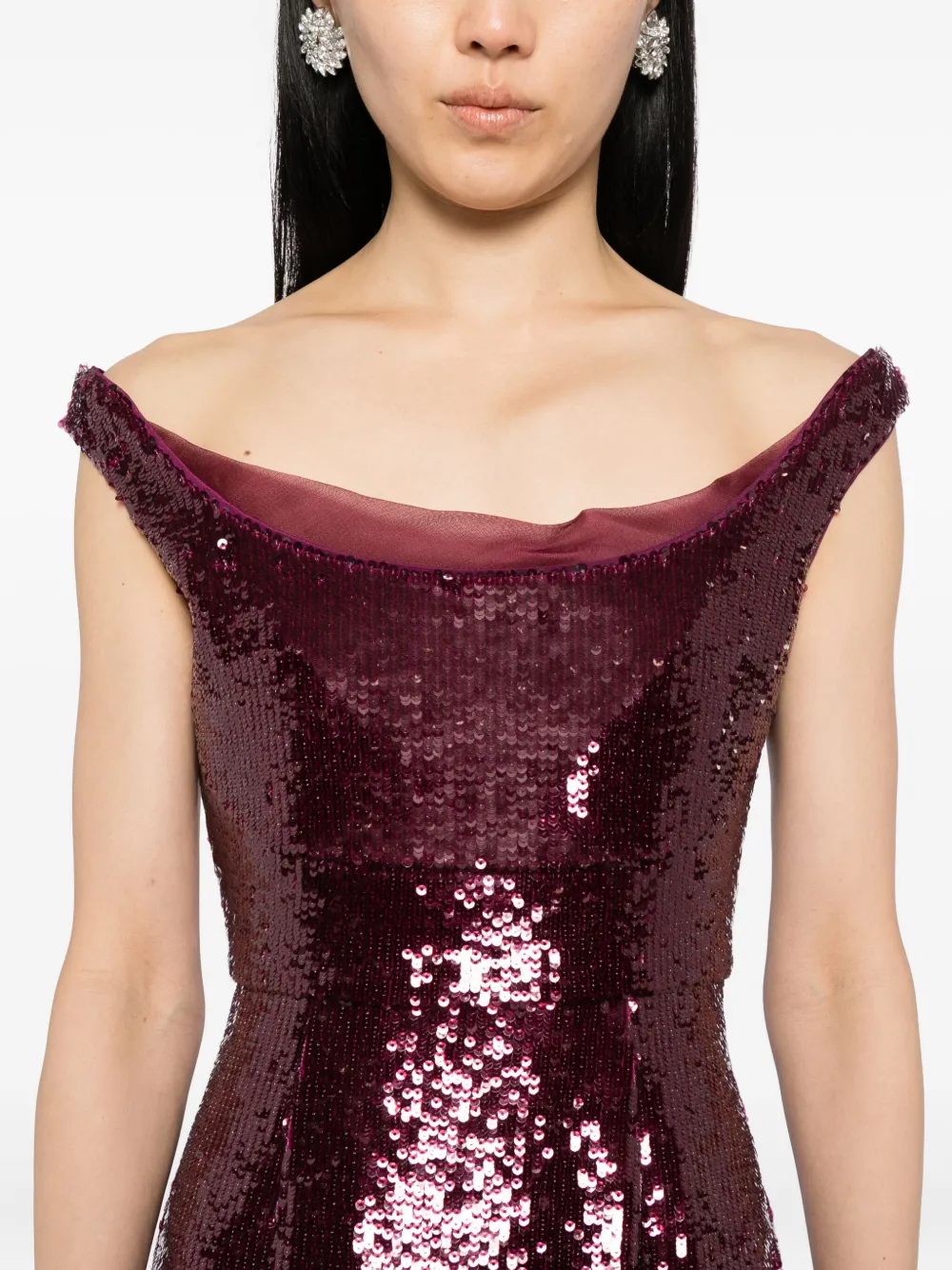 Roland Mouret Sequin Midi Dress In Red