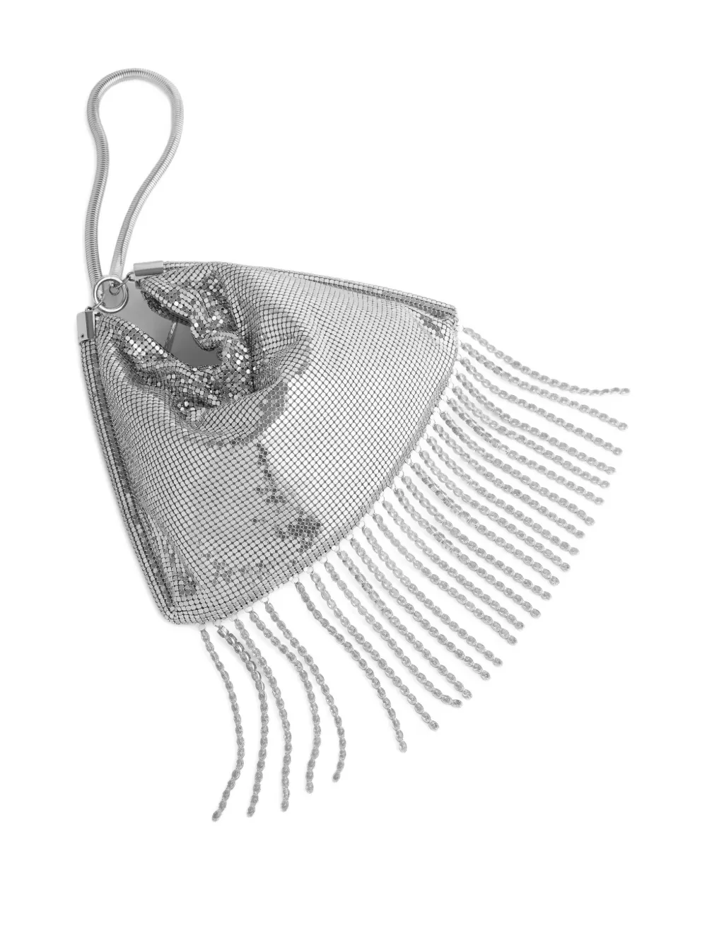 Rabanne Chainmail Fringe Shoulder Bag In Gray