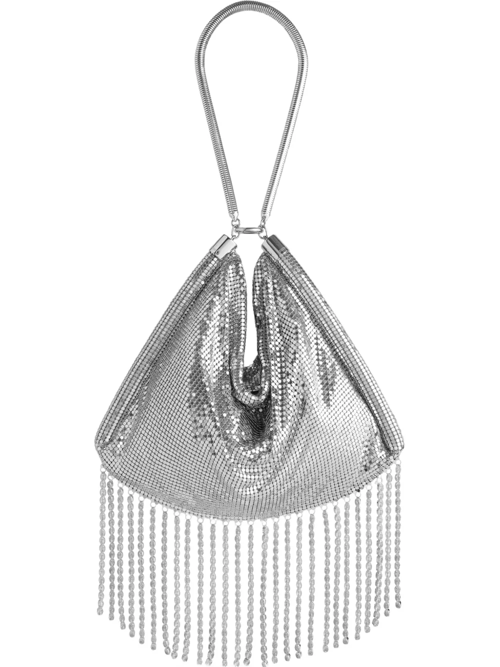 Rabanne chainmail fringe shoulder bag - Argento