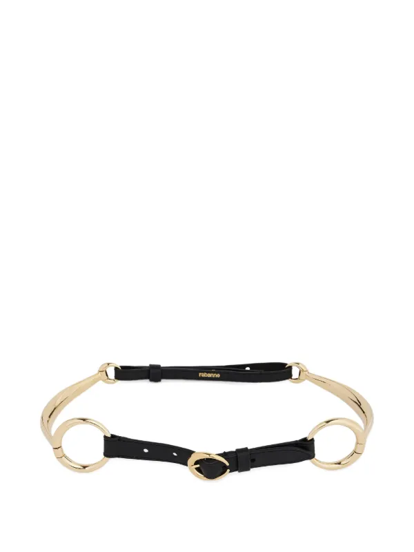 Rabanne Ring Leather Belt in Black