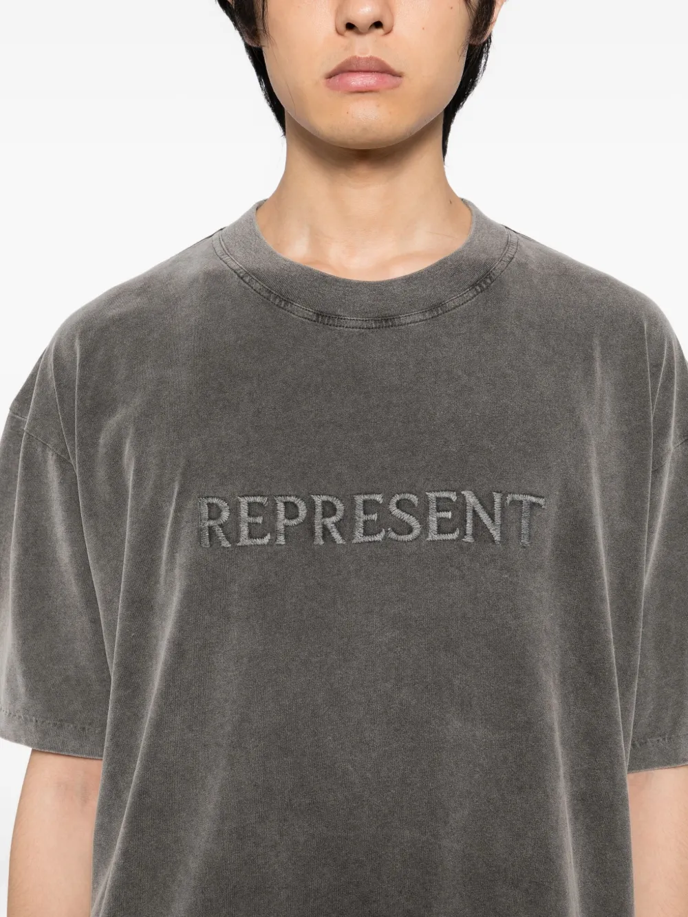 Represent T-shirt met geborduurd logo Grijs