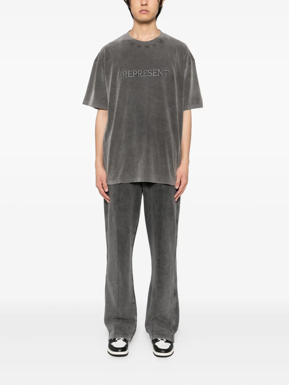 Represent T-shirt met geborduurd logo Grijs