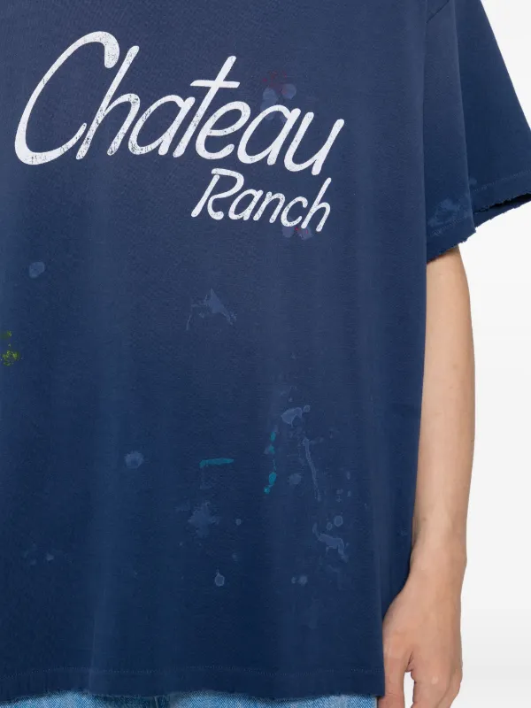 GALLERY DEPT. logo-print paint-splatter T-shirt | Blue | FARFETCH