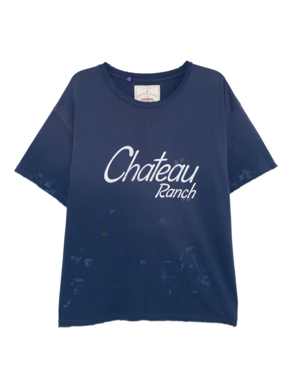 GALLERY DEPT. logo-print paint-splatter T-shirt | Blue | FARFETCH CA