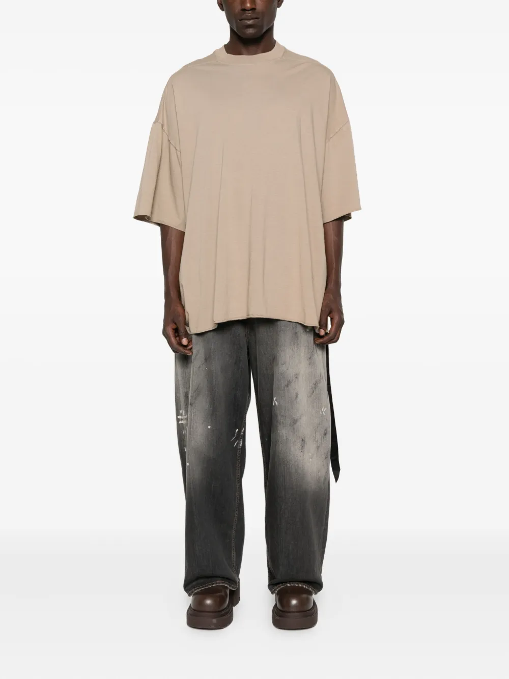 Rick Owens DRKSHDW dropped-hem drawstring T-shirt - Beige