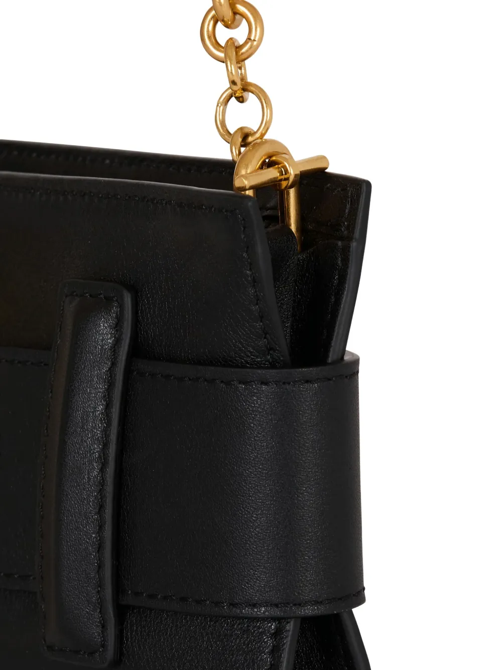 Balmain Anthem Buckle-detail Calfskin-leather Clutch In Black