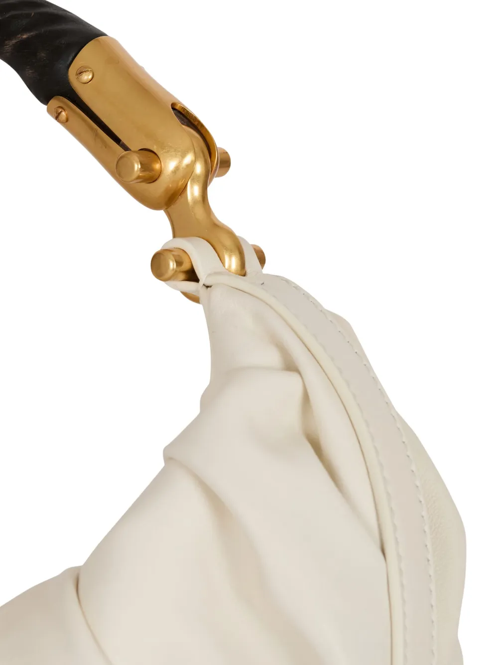 Balmain Medium Ebene geplooide shopper van kalfsleer Wit